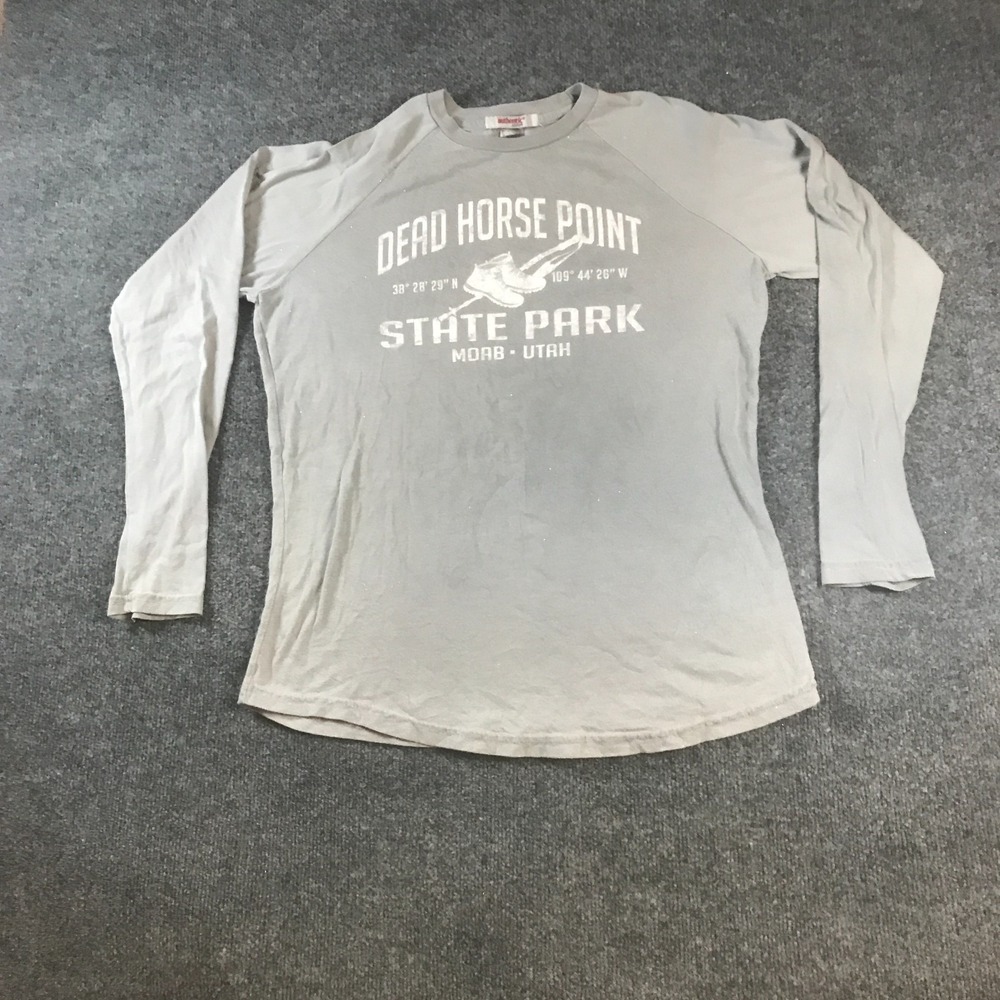 Authentic Pigment Baseball Shirt Womens M Gray Dead Horse Point State Park Moab